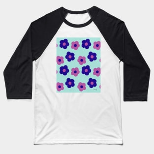 Retro Flower Power Purple| Vintage | Pattern | Florals | Pastel Baseball T-Shirt